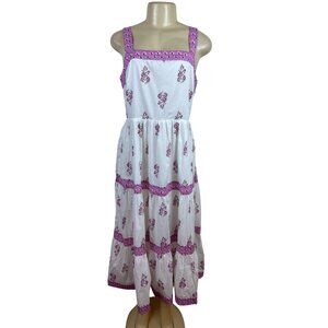 J.Crew Floral Sundress With Pink Embroidered Trim Sleeveless White Size 6 - New